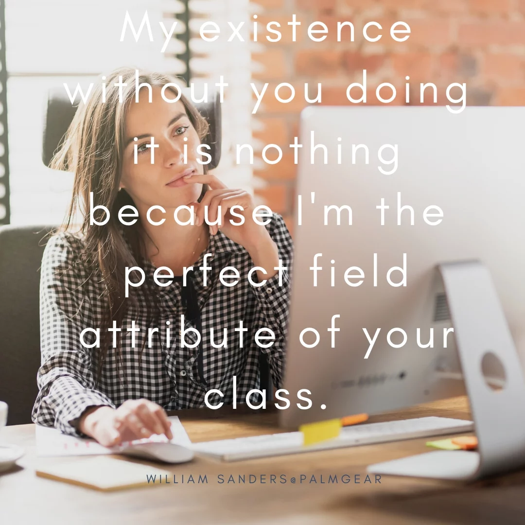 My existence without you doing it is nothing because I'm the perfect field attribute of your class.