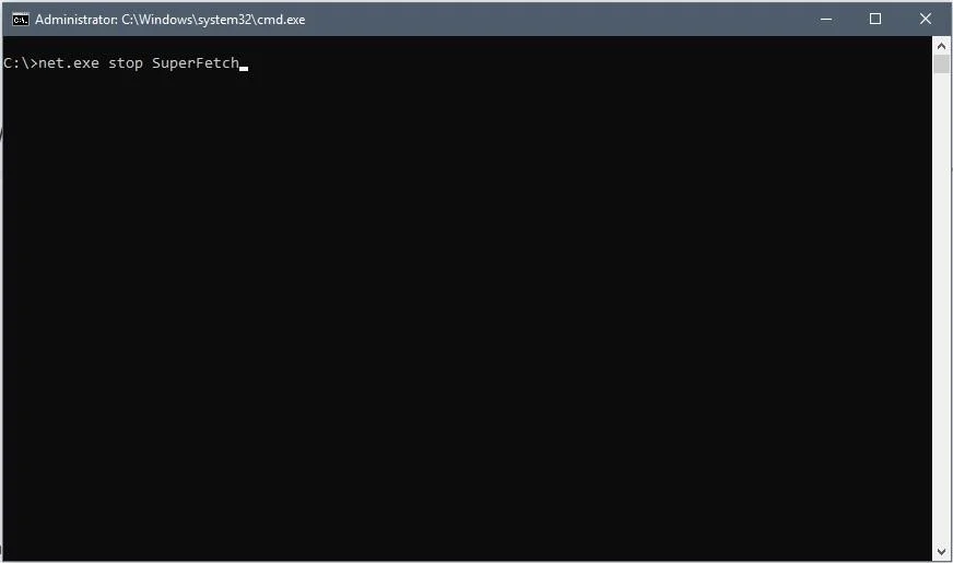 Disable SuperFetch from Command Prompt (CMD) in Windows 10