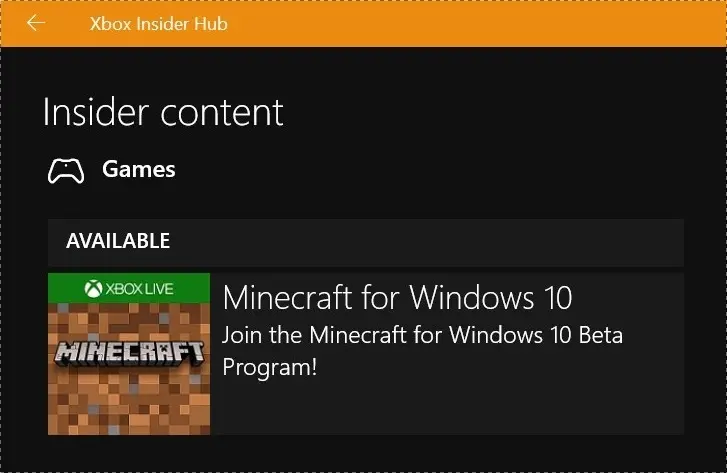 Visit 'Minecraft Beta'