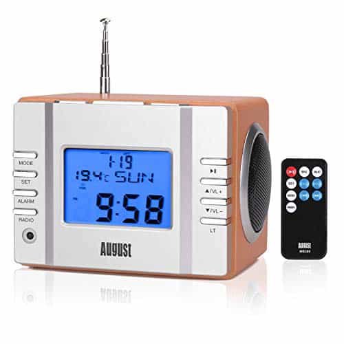 August MB300 Mini Wooden Clock Radio