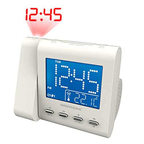 Magnasonic EAAC601W Projection Alarm Clock With Radio