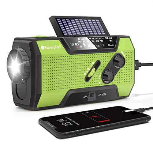 Running Snail Solar Crank 2000mAh Power Bank AM/FM Radio