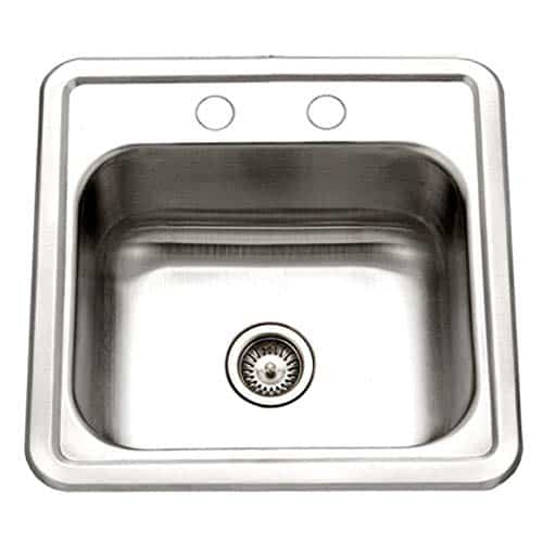 Houzer 1515-6BS-1 Hospitality Series Topmount Stainless Steel 2-Holes Bar/Prep Sink