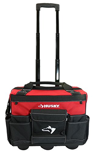 Husky 18 Inch 600-Denier Red Water Resistant Contractor's Rolling Tool Tote Bag