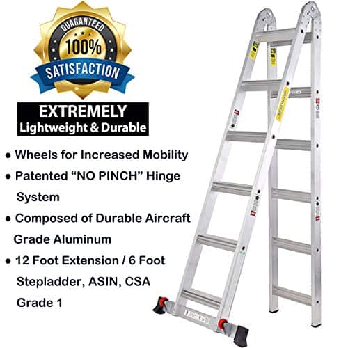 TOPRUNG 12ft. 2IN1 Aluminum Extension Ladder